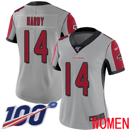 Atlanta Falcons Limited Silver Women Justin Hardy Jersey NFL Football #14 100th Season Inverted Legend
